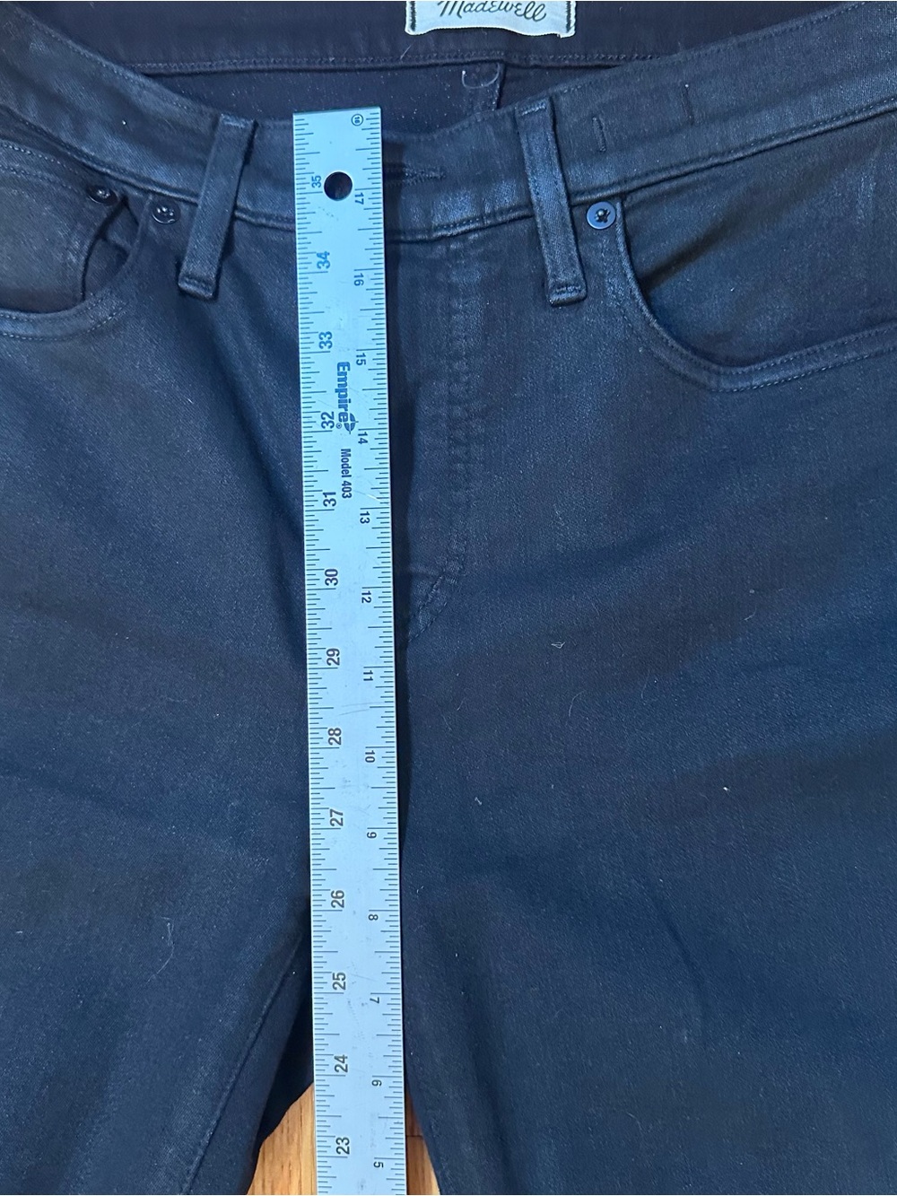 Madewell Mid-Rise Kick Out Crop Jeans in True Black Wash Coated Edition size 28 - Picture 15 of 16